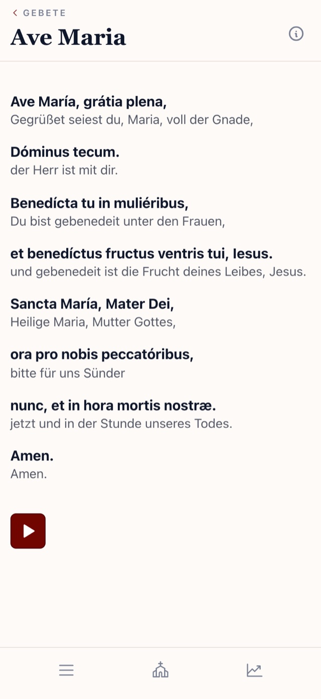 Ave Maria mit interlinearer Übersetzung