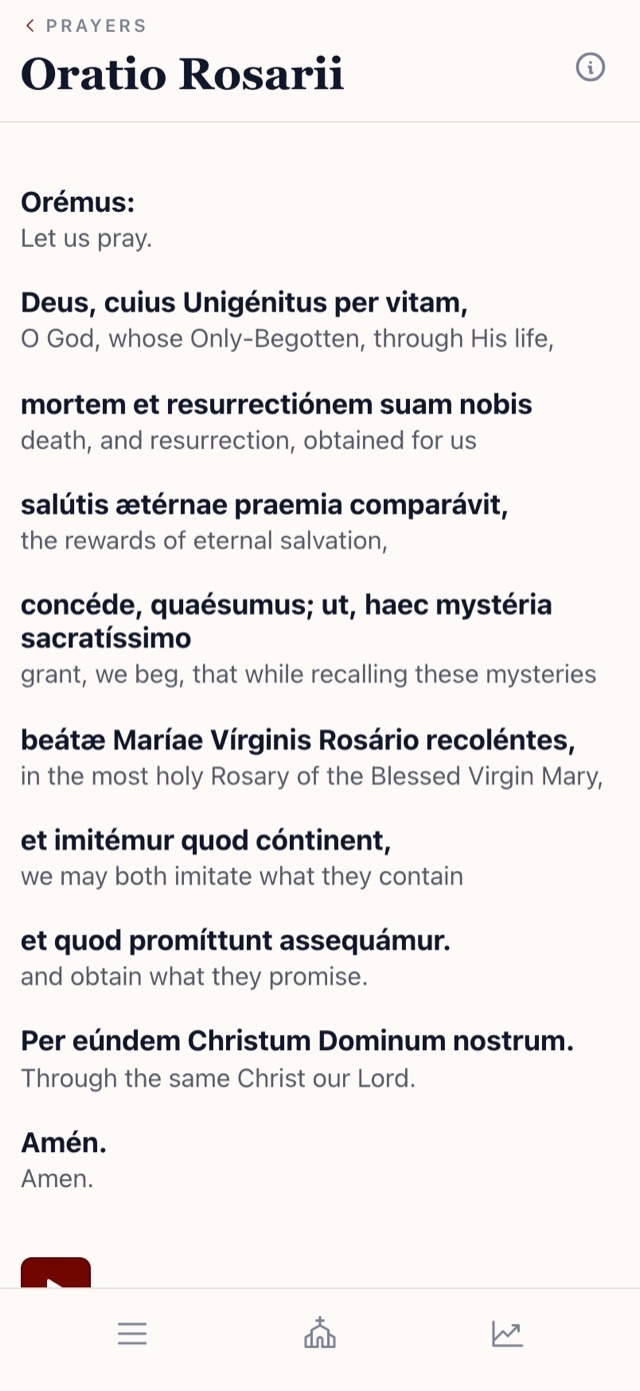 Today’s Rosary in the Latin Prayer app